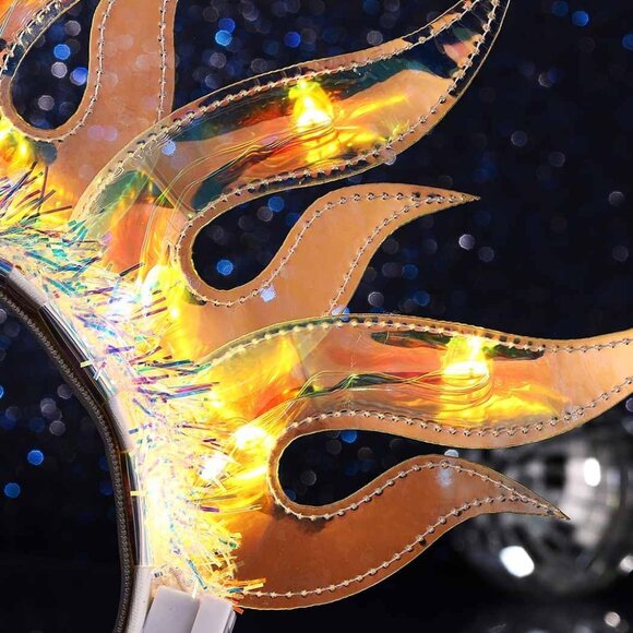 Light Up LED Fire Headband Women's Flashing Party Festival Cosplay - Picture 6 of 6